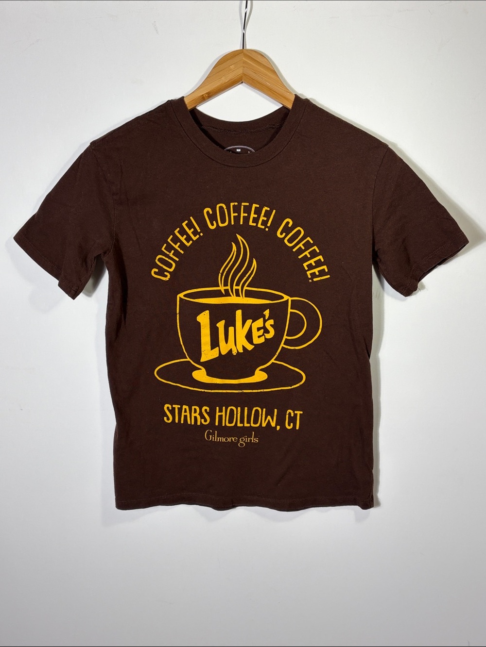 Gilmore Girls Luke’s Diner Stars Hollow Coffee Graphic T-Shirt XS Brown